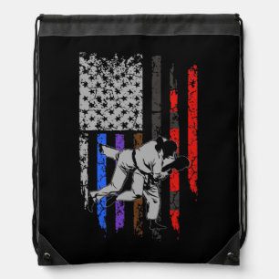 Brazilian Jiu Jitsu Stars & Stripes Rank BJJ Flag Drawstring Bag