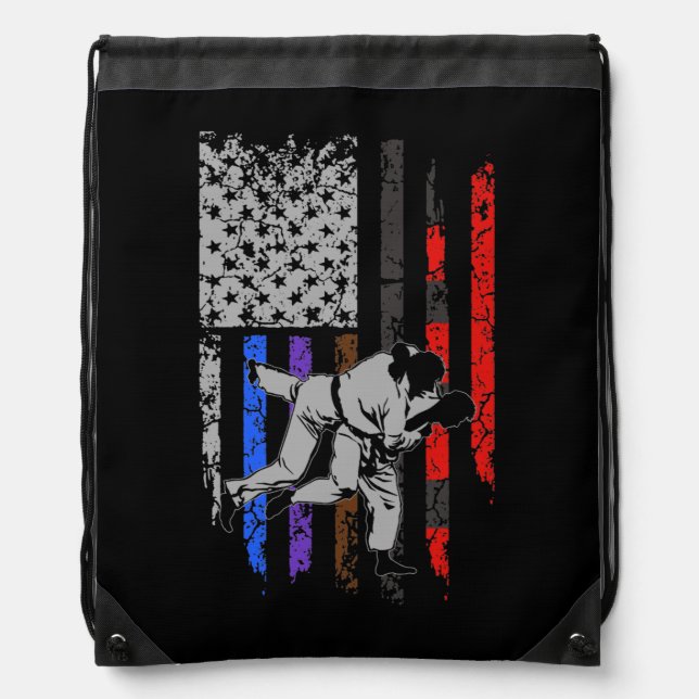 Brazilian Jiu Jitsu Stars & Stripes Rank BJJ Flag Drawstring Bag (Front)