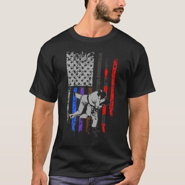 Brazilian Jiu Jitsu Stars & Stripes Rank BJJ Flag T-Shirt (Front)