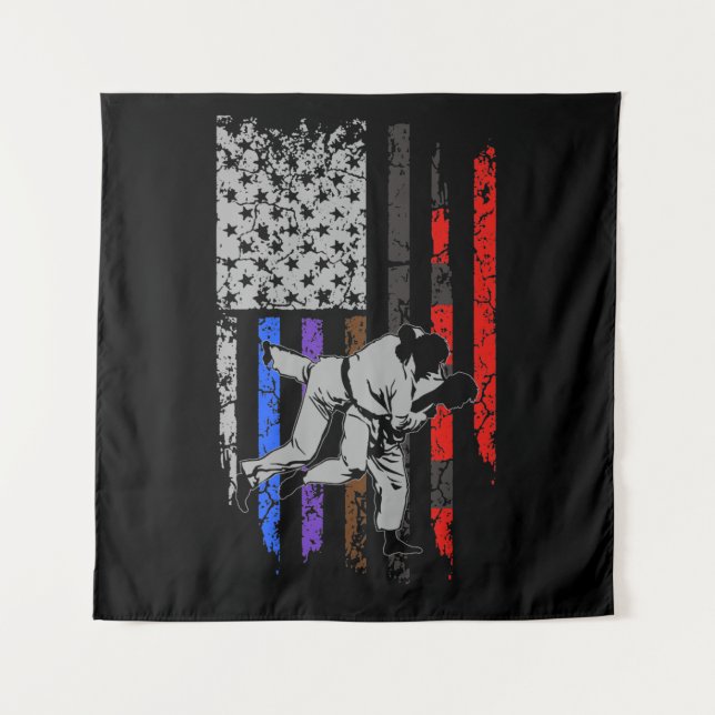 Brazilian Jiu Jitsu Stars & Stripes Rank BJJ Flag Tapestry (Front)