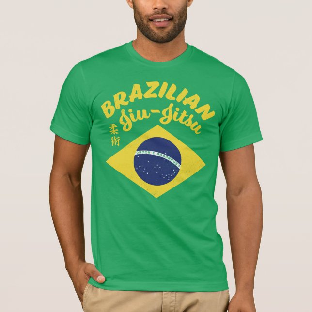 Brazilian Jiu-Jitsu Tshirt Brazil Flag kanji MMA (Front)
