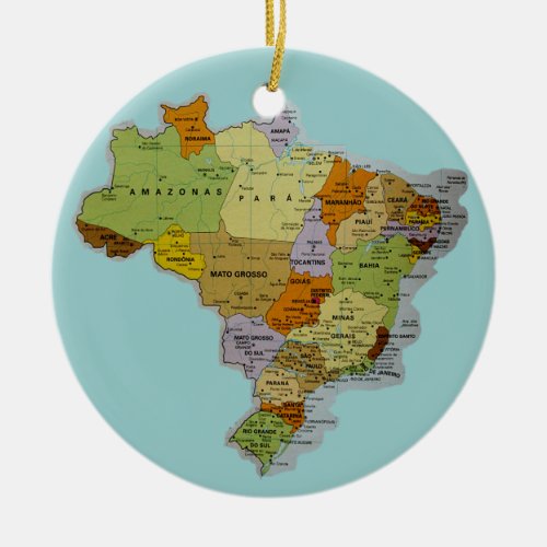 Brazilian Map Ceramic Ornament