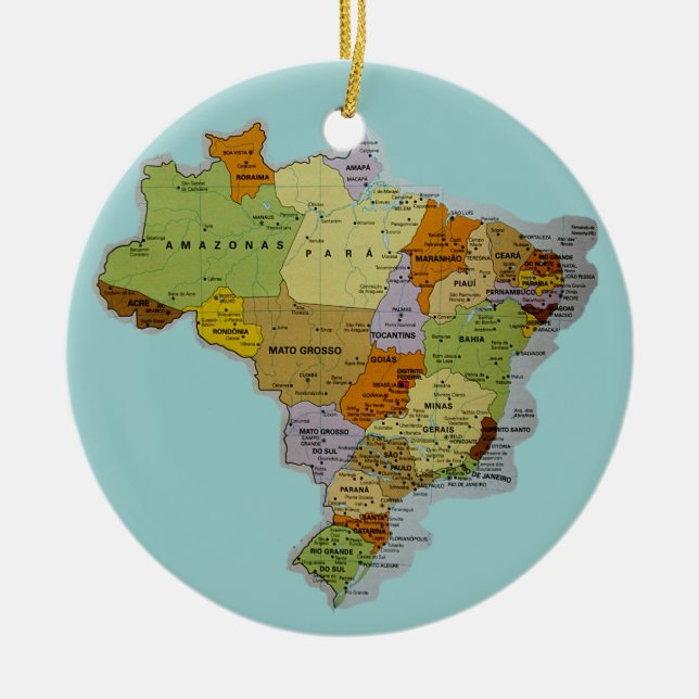 Brazilian Map Ceramic Ornament (Front)