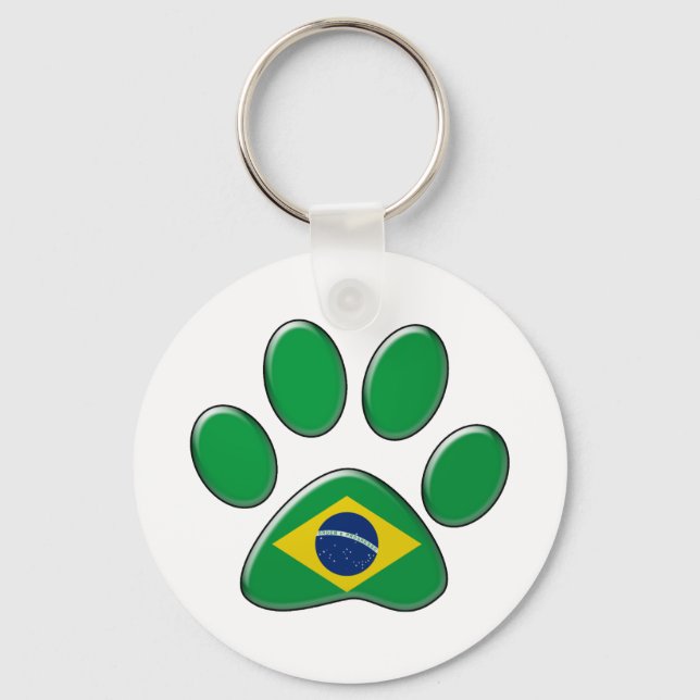 Brazilian patriotic cat keychain (Front)