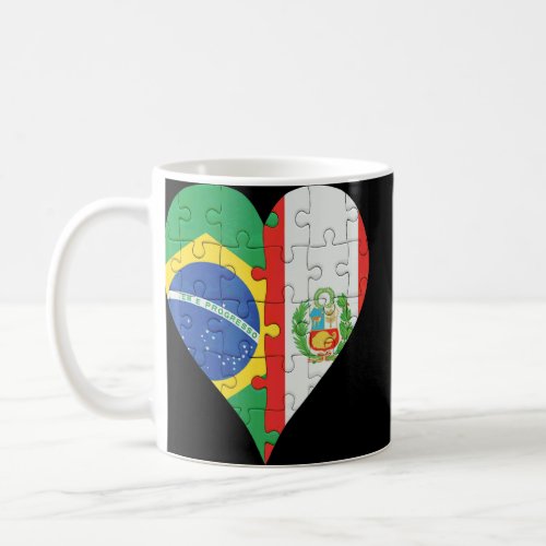 Brazilian Peruvian Flag Heart  Coffee Mug