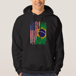 BRAZILIAN ROOTS Half American Flag BRAZIL Hoodie