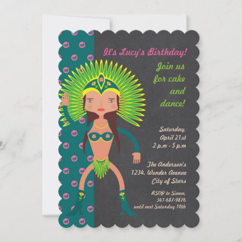 Brazilian Samba girl Birthday Party invitation