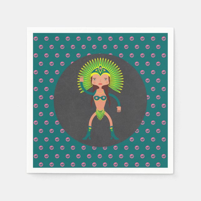 Brazilian Samba girl Birthday Party Paper Napkins (Front)