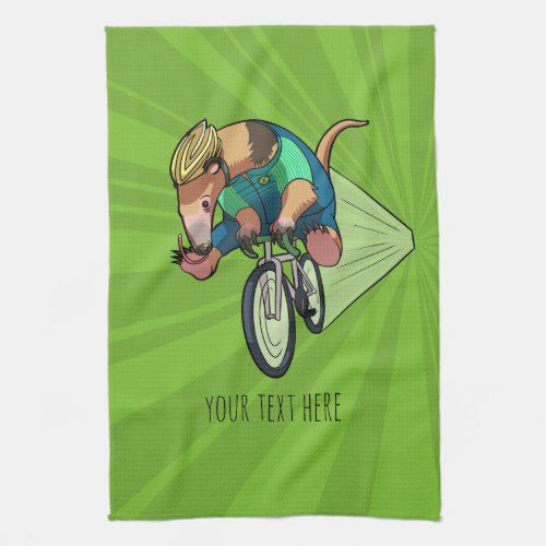 Brazilian Tree Anteater Riding A Bicycle Cartoon Kitchen Towel