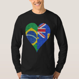 Brazilian Turks And Caicos Flag Heart T-Shirt
