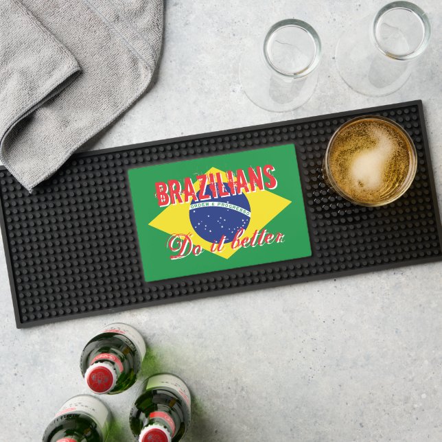 Brazilians do it better fun flag of Brasil rubber Bar Mat (Insitu (Bar 1))