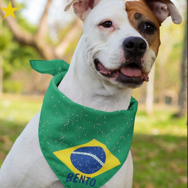 Brazillian Brazil Flag Custom Name Pet Bandana (Creator Uploaded)