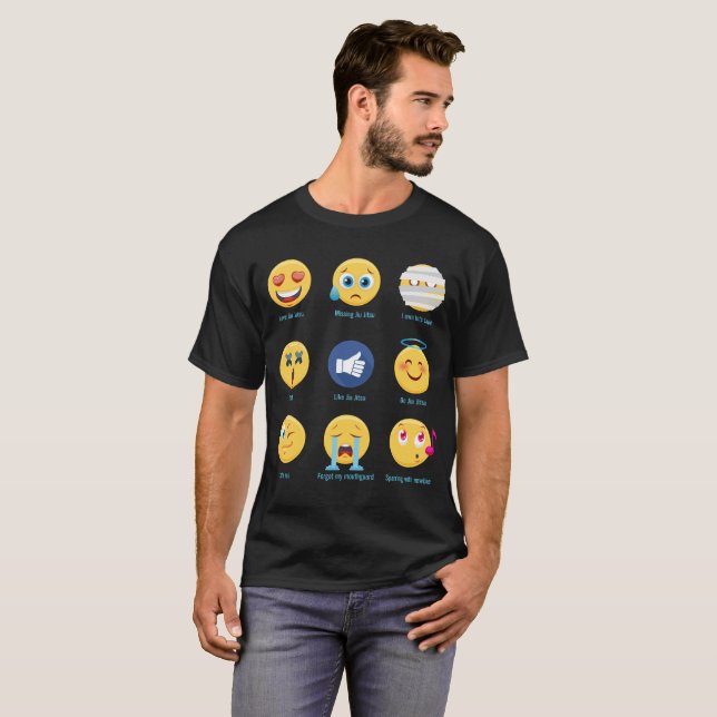 Brazillian Jiu-jitsu 9 Shades BJJ Emoji Emoticons T-Shirt (Front Full)