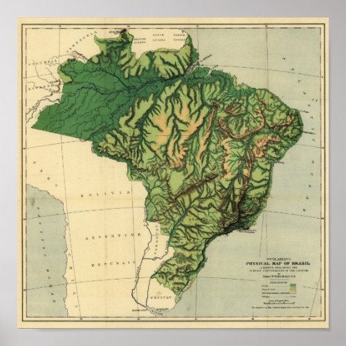 BrazilPhysical Panoramic MapBrazil Poster