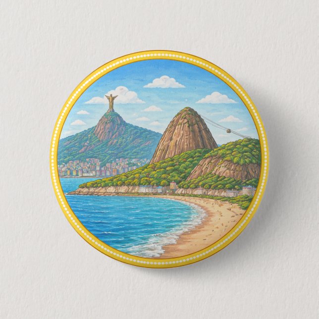 Brazil's Rio de Janeiro Button (Front)