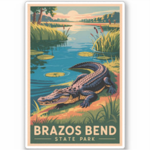 Brazos Bend State Park Texas Travel Art Vintage Sticker
