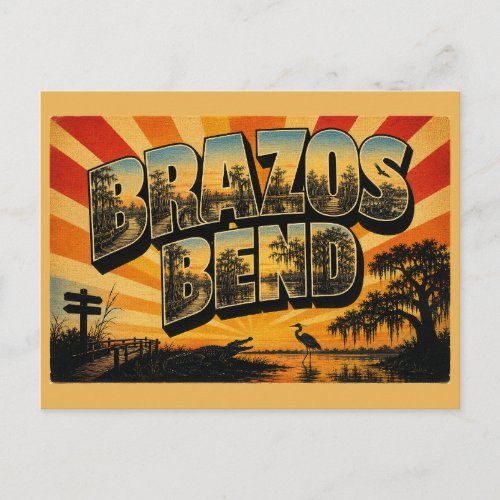 Brazos Bend TX Swamp Lake Spanish Moss Art Postcard