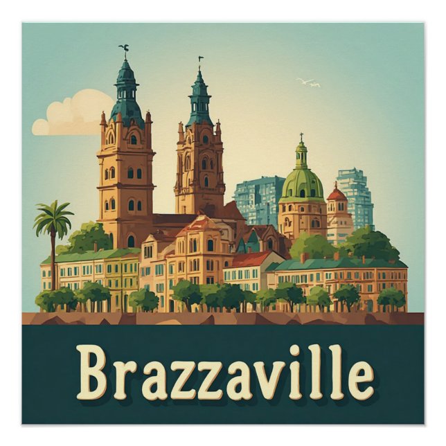 🏙️ Brazzaville Cathedral Cityscape Urban Poster (Front)