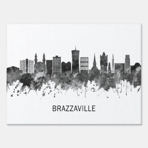 Brazzaville Congo skyline BW Sign