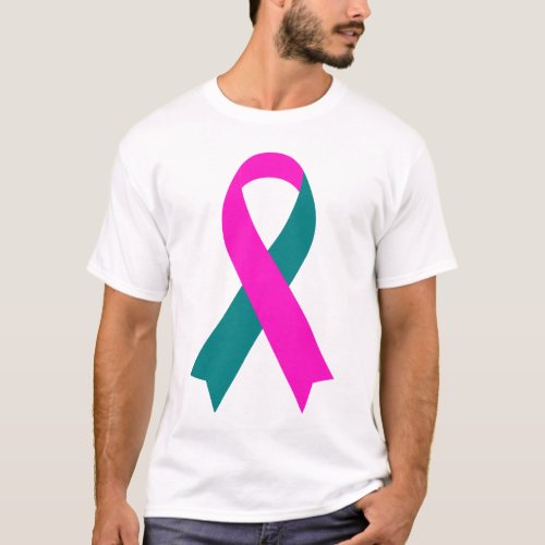 BRCA 1  2 Pink  Teal Awareness Ribbon T Shirt