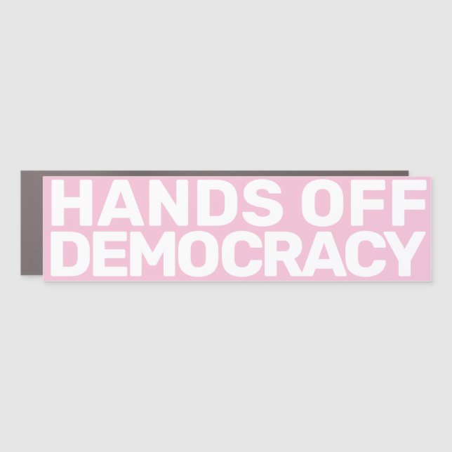 BRCA Pink Feminist Protest Art Hands Off Democracy Car Magnet (Front)