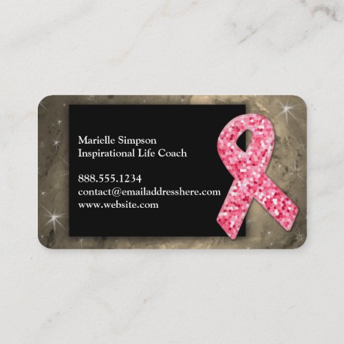 BRCA Pink Glitter Breast Cancer Survivor Coach  Bu Business Card