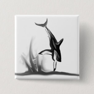 Breaching Great White Shark Hunting a Seal Pinback Button