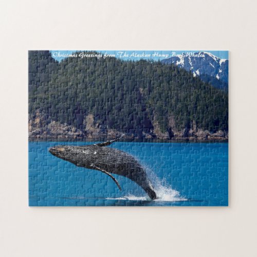 Breaching Hump Back Whale Christmas Greetings Jigsaw Puzzle