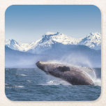 Breaching Humpback Whale In Alaska Square Paper Coaster at Zazzle