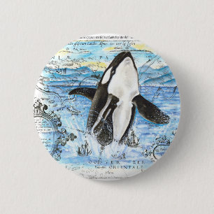 Breaching Orca Ancient Map Button