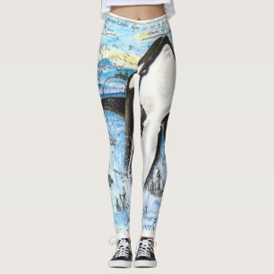 Breaching Orca Ancient Map Leggings