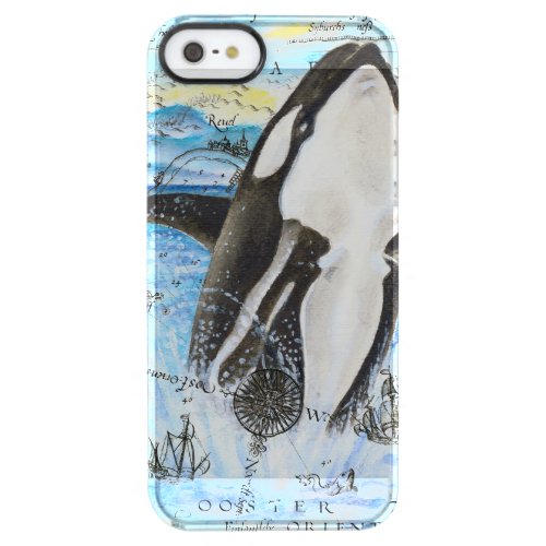 Breaching Orca Ancient Map Clear iPhone SE55s Case