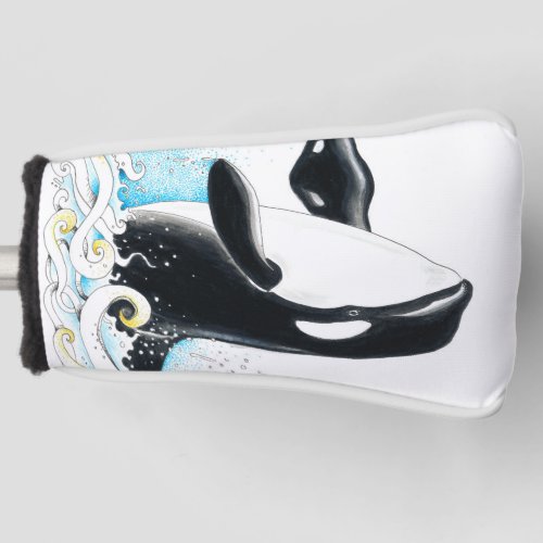 Breaching Orca whale doodle Ink Golf Head Cover