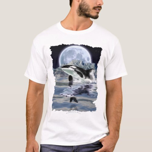 Breaching Orca with Raven  Moon T_Shirt