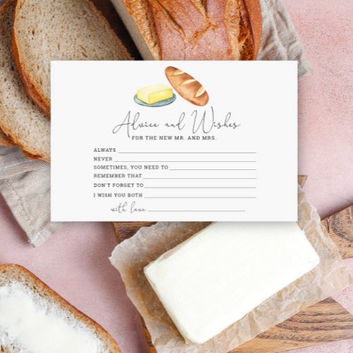 bread and butter - advice and wishes bridal shower