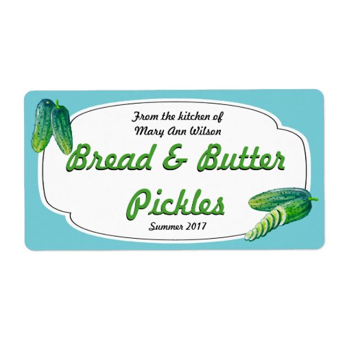 Bread and Butter Pickles Canning Label