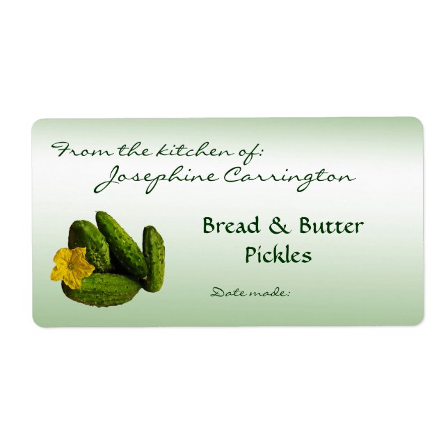 Bread and Butter Pickles Canning Labels (Front)