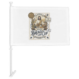 Bread And Cup Jesus Communion Christian Faith Vint Car Flag