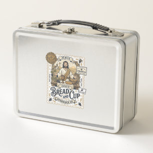 Bread And Cup Jesus Communion Christian Faith Vint Metal Lunch Box