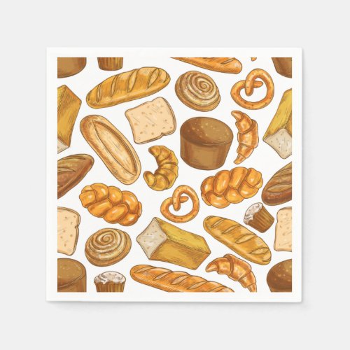 Bread and Pastry Baking Bakery Tiled Pattern  Napkins