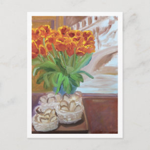 BREAD AND TULIPS IN PARIS POSTCARD