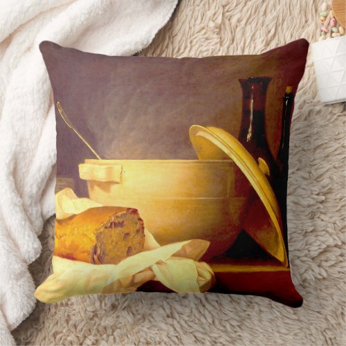 Bread and Wine by Anne Vallayer Throw Pillow