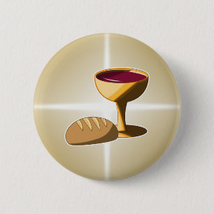 Bread and Wine The Last Supper Easter Communion Button