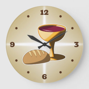 Bread and Wine The Last Supper Easter Communion Large Clock