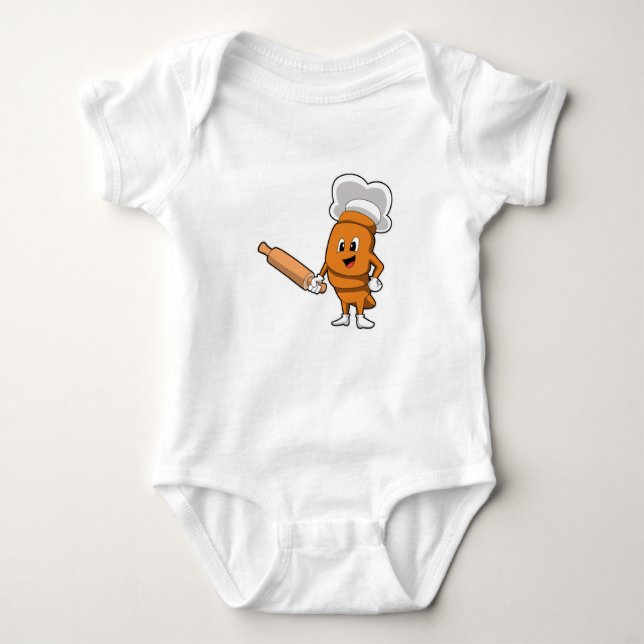 Bread as Cook with Rolling pin Baby Bodysuit (Front)