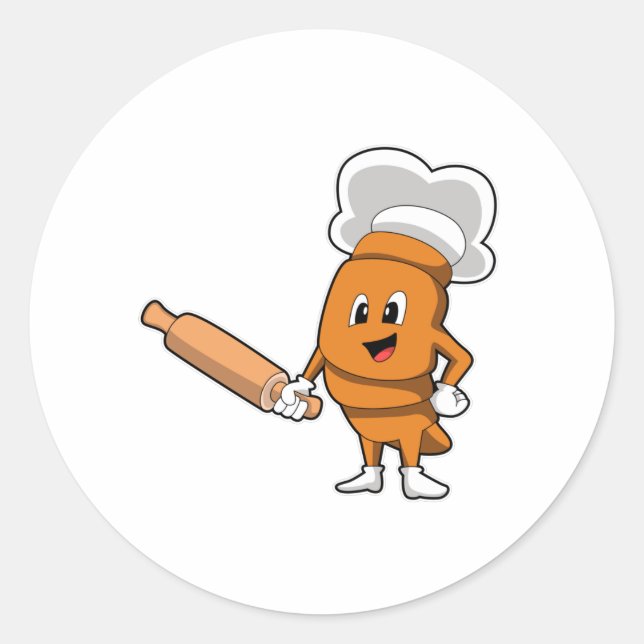 Bread as Cook with Rolling pin Classic Round Sticker (Front)