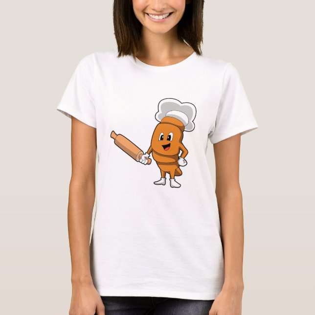 Bread as Cook with Rolling pin T-Shirt (Front)
