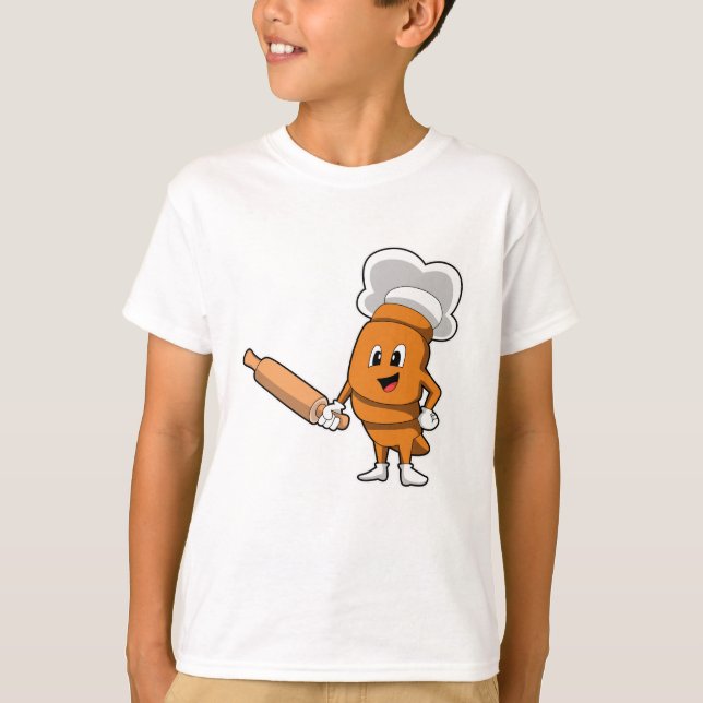 Bread as Cook with Rolling pin T-Shirt (Front)