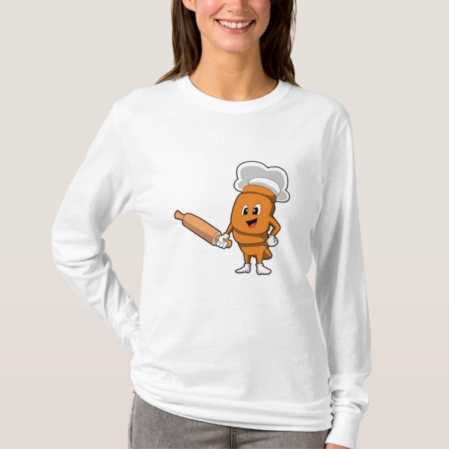 Bread as Cook with Rolling pin T-Shirt (Front)