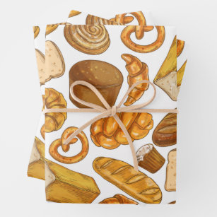 Bread Baker and Bakery Tiled Pattern  Wrapping Paper Sheets